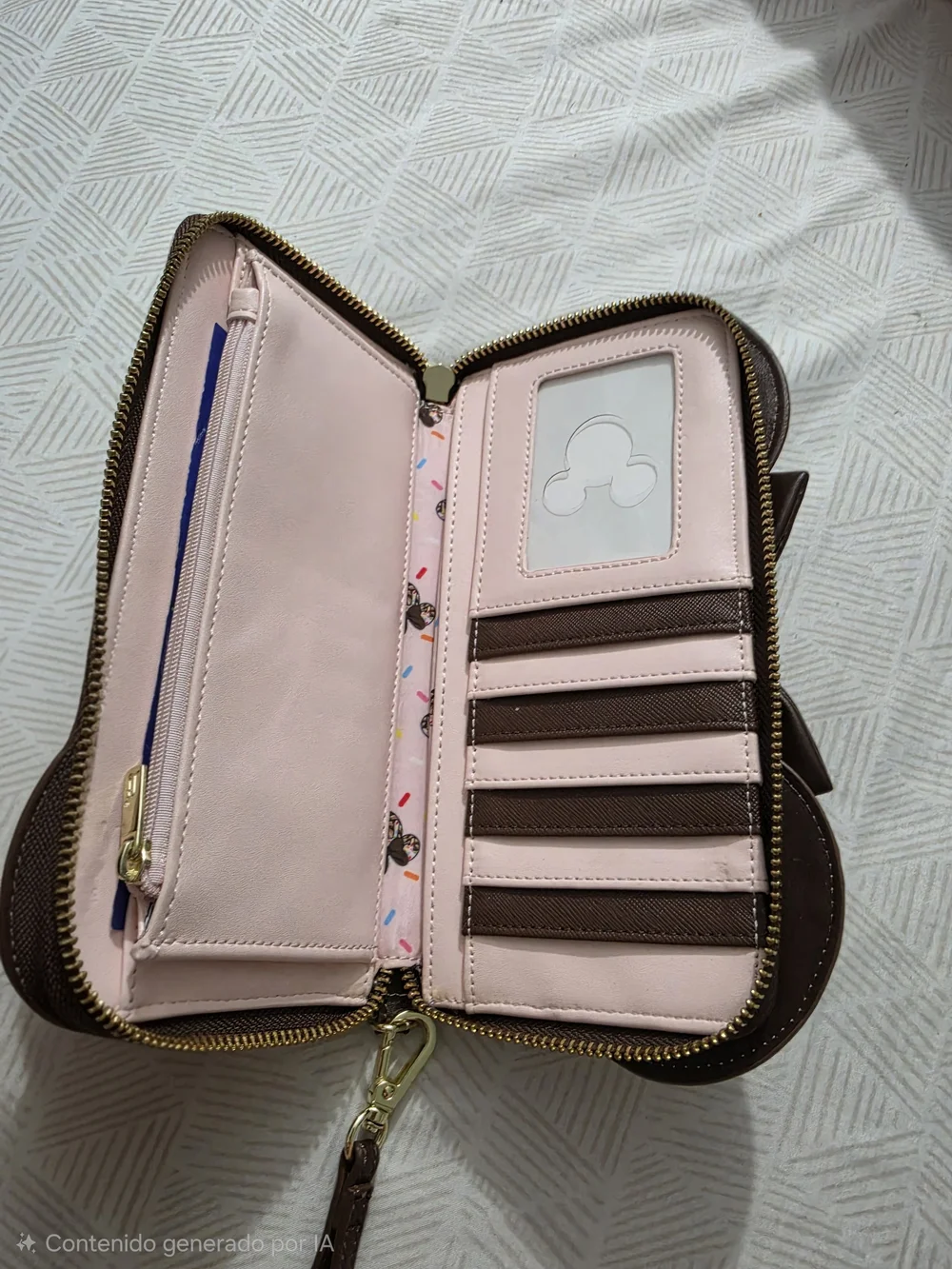 Disney Loungefly Pink Wallet with Chocolate Drip Bow and Multicolor Sprinkles